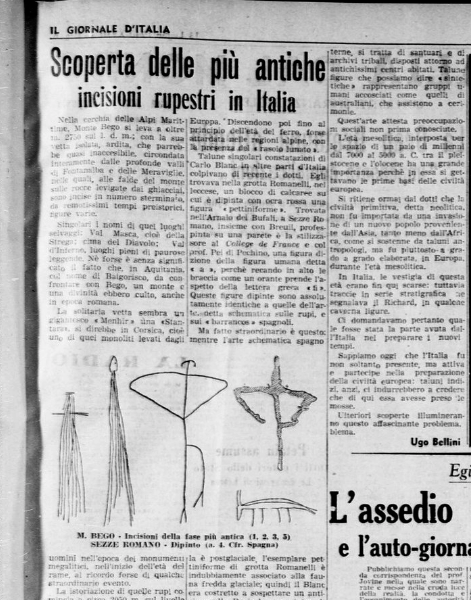 Newspaper article about the discovery of the Arnalo dei Bufali red painting